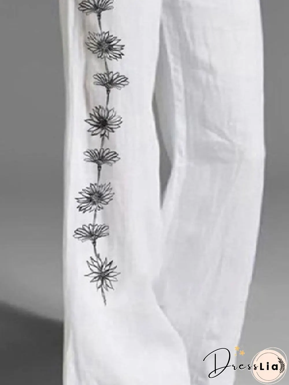 Casual Floral Cotton Loose Pants