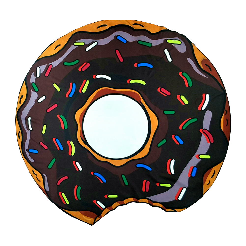 

Large Round Beach Towel Print Shower Floor Mat Tapestry Shawl (Black Donut, 501 Original