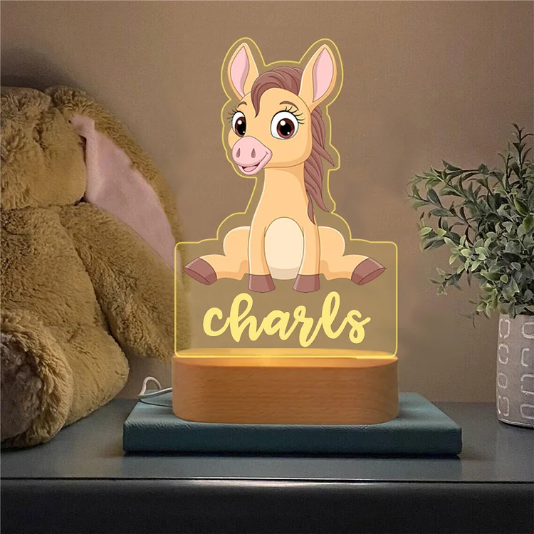 Personalized Horse Night Light Custom Name  LED Lamp for Kids
