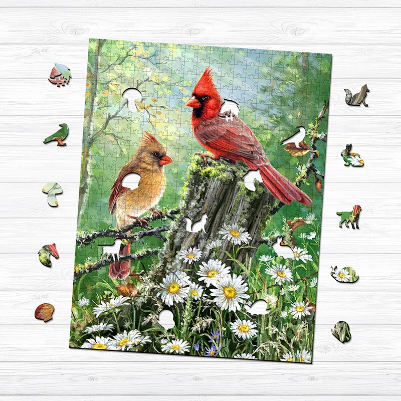 Ericpuzzle™ Ericpuzzle™ Garden Cardinals Wooden Puzzle