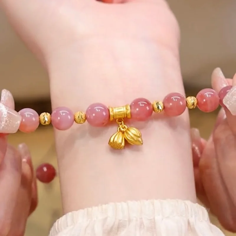 Lotus Pod Natural Pink Agate Bracelet