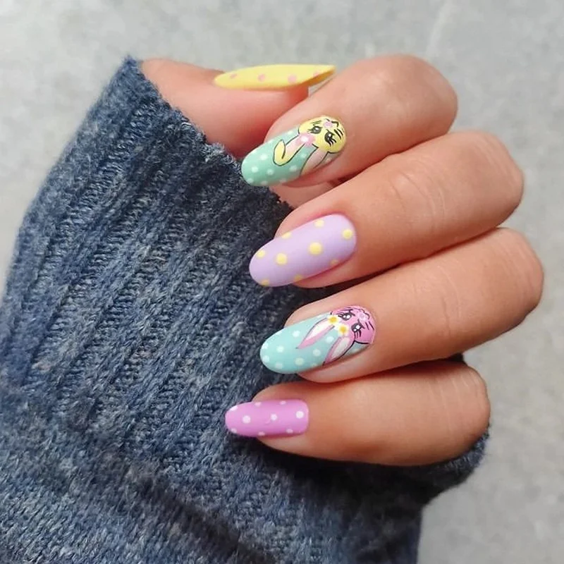 Churchf Churchf Nail Piece Easter Rabbit Nail Color Long Ballet Chicken Egg Relief Nail Piece