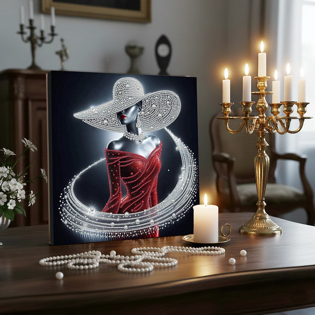 Elegant Lady - DIY Pearl Diamond Art Kit With Frame 30*30cm