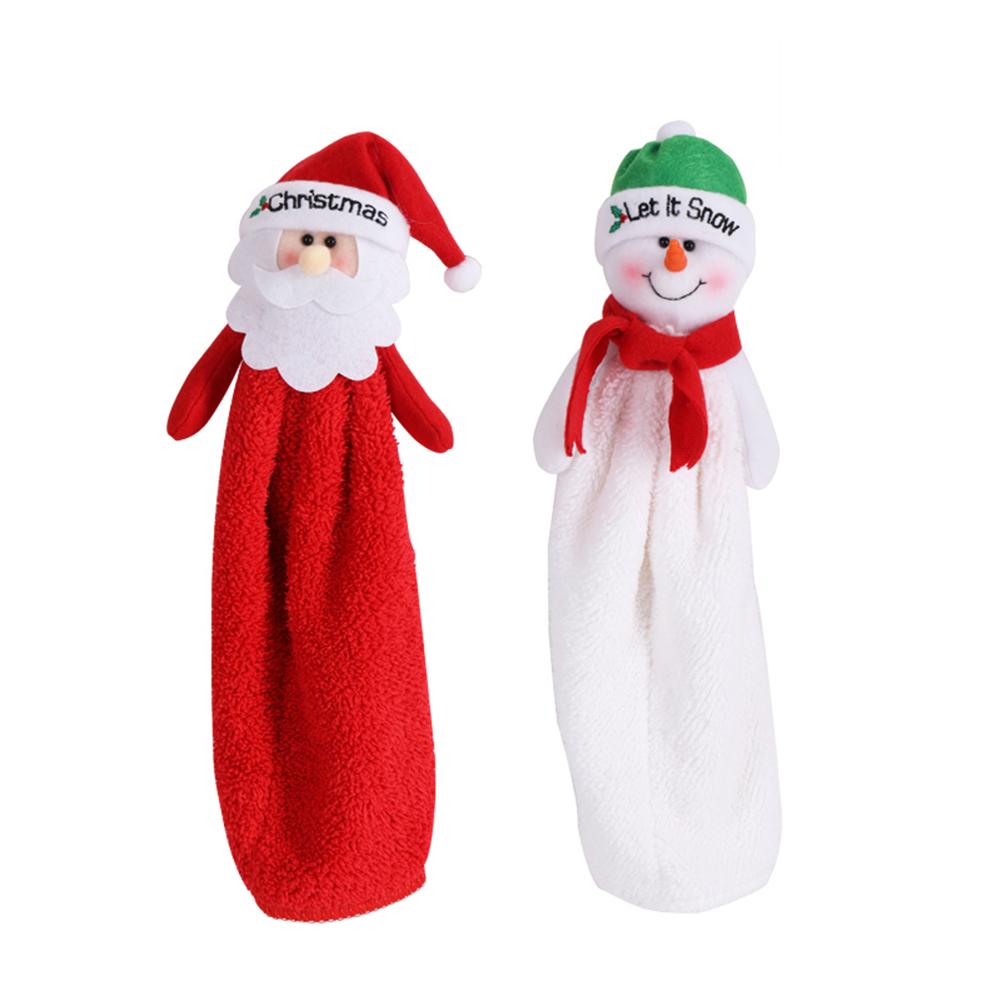 

Christmas Handcloth Santa Claus Snowman Bathroom Water Absorbing Towels, White, 501 Original