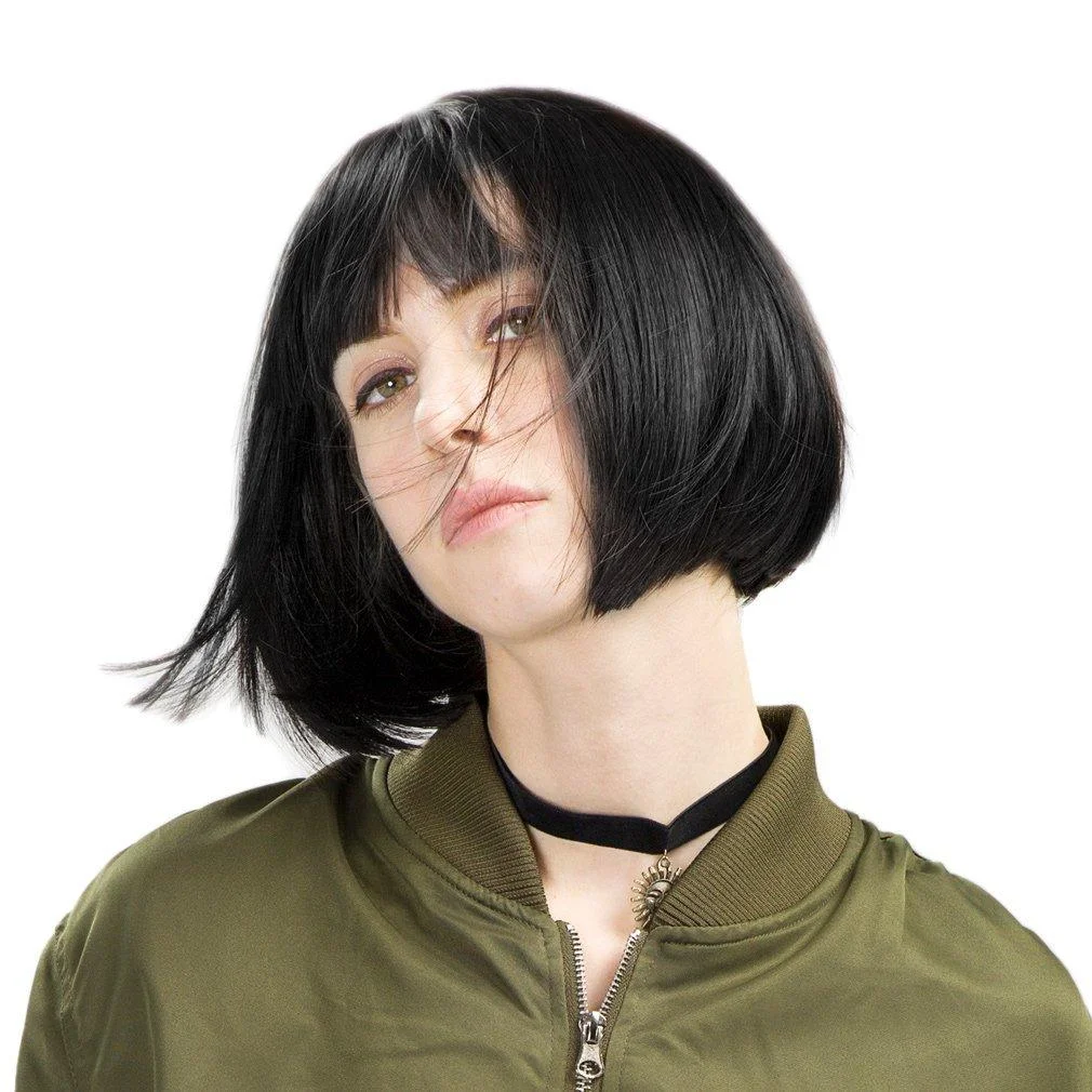 Short Wig Women's Air Bangs Short Hair Bobo Head Chemical Fiber Wig Head Cover