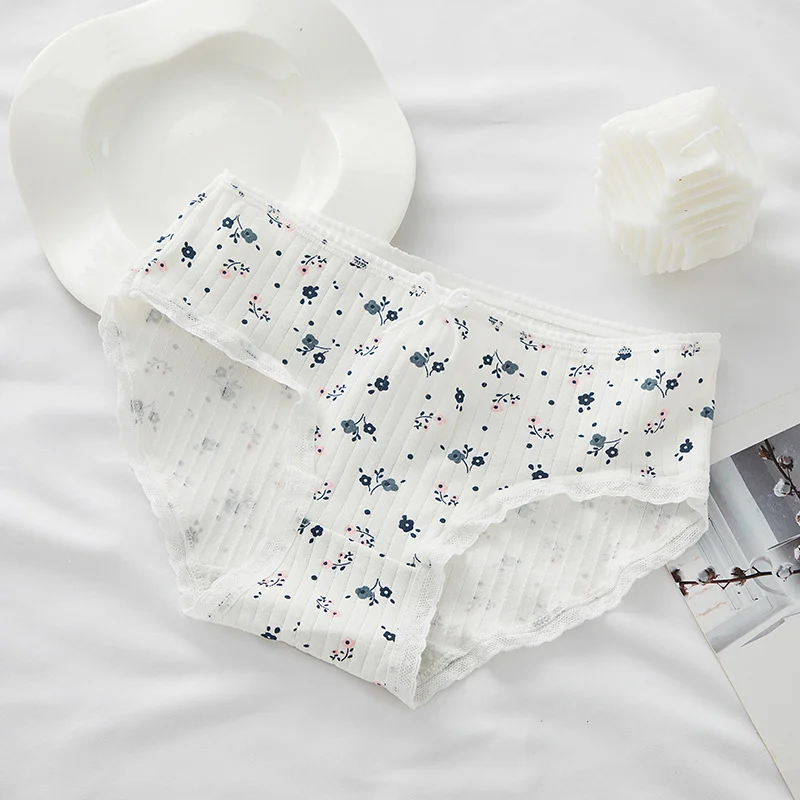 Billionm Wind Black Underwear Women's Cute Bow Plaid Print Seamless Bag Hip Fungus Edge Female Panties Student Breathable Lolita