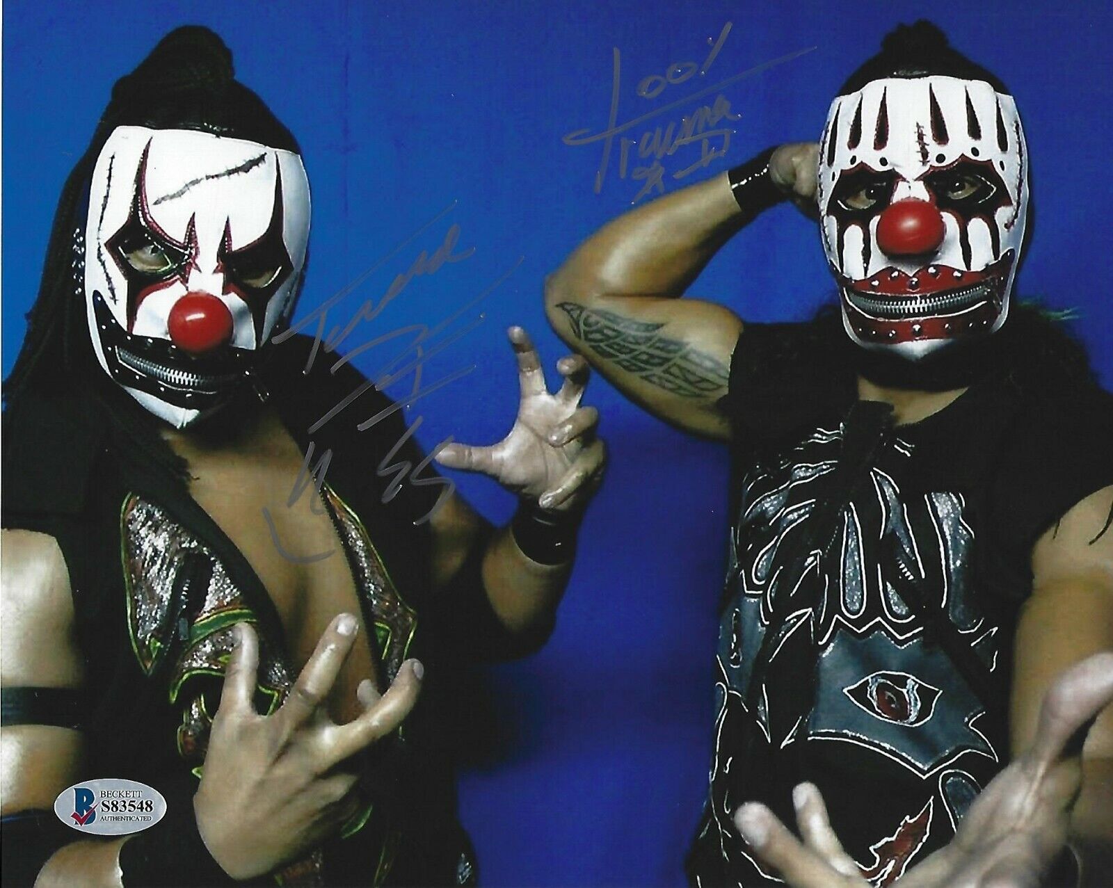 Las Hermanos Trauma Los Traumas Signed 8x10 Photo Poster painting BAS COA The Crash Lucha Libre