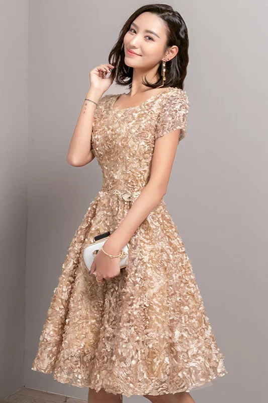 Gorgeous Short Sleeve Lace Homecoming Dress Short Prom Dresses Online - lulusllly