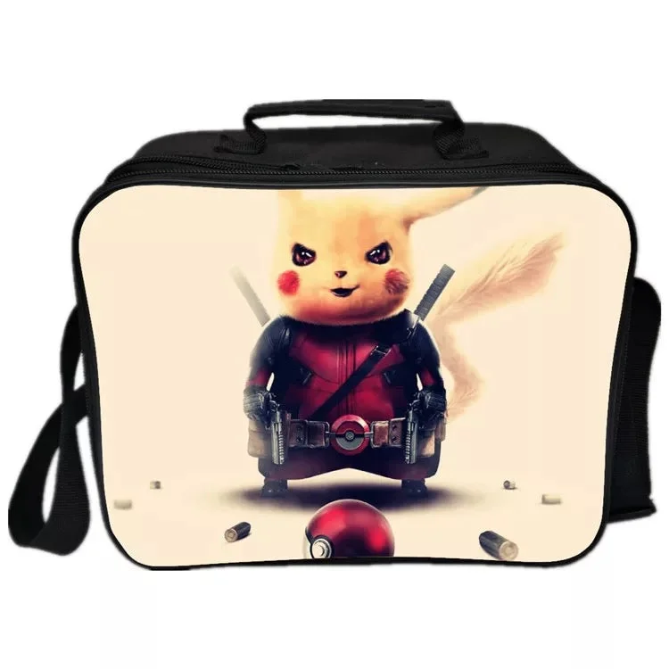 Mayoulove Pocket Monster Pokemon Go Pikachu #5 PU Leather Portable Lunch Box School Tote Storage Picnic Bag-Mayoulove