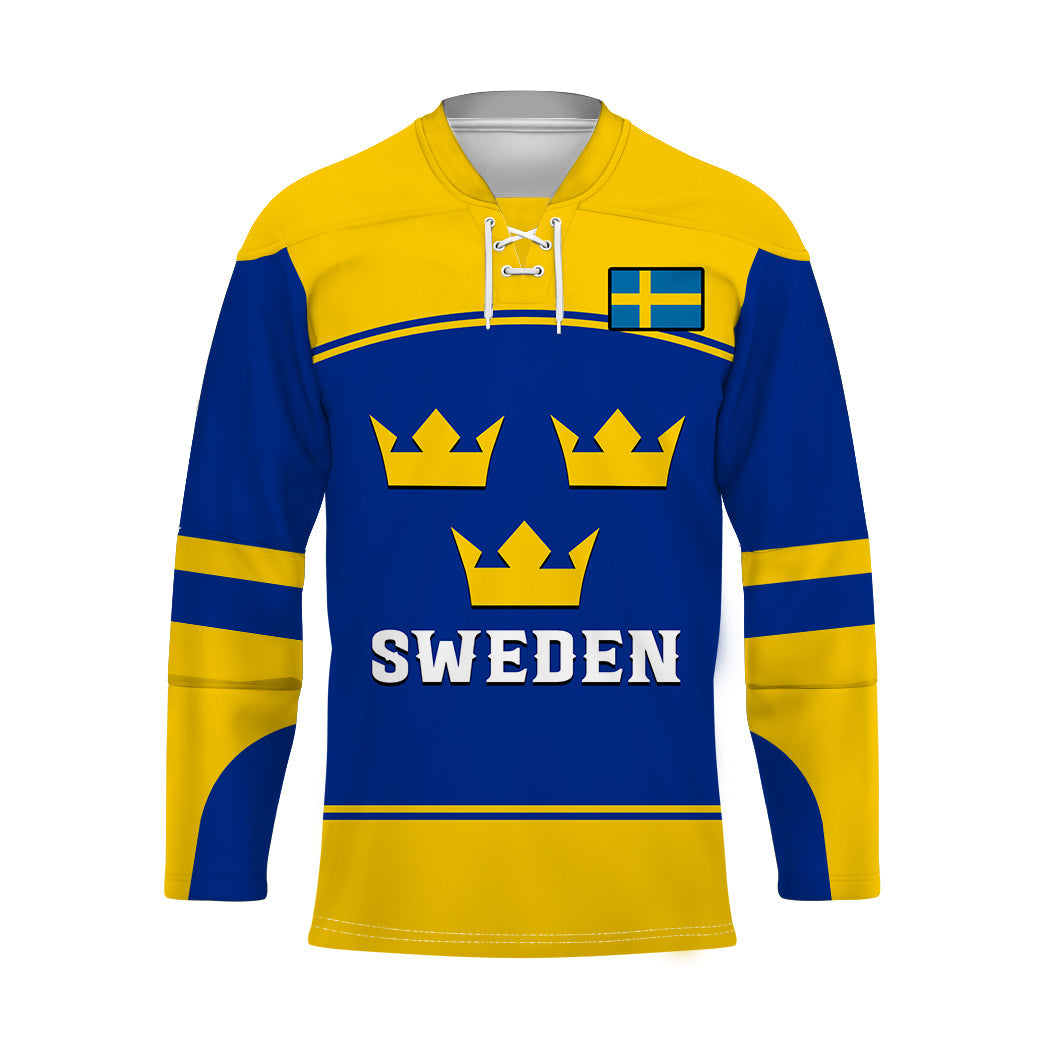 (Custom Text And Number) Sweden Hockey 2023 Sporty Style Hockey Jersey LT14 mysite