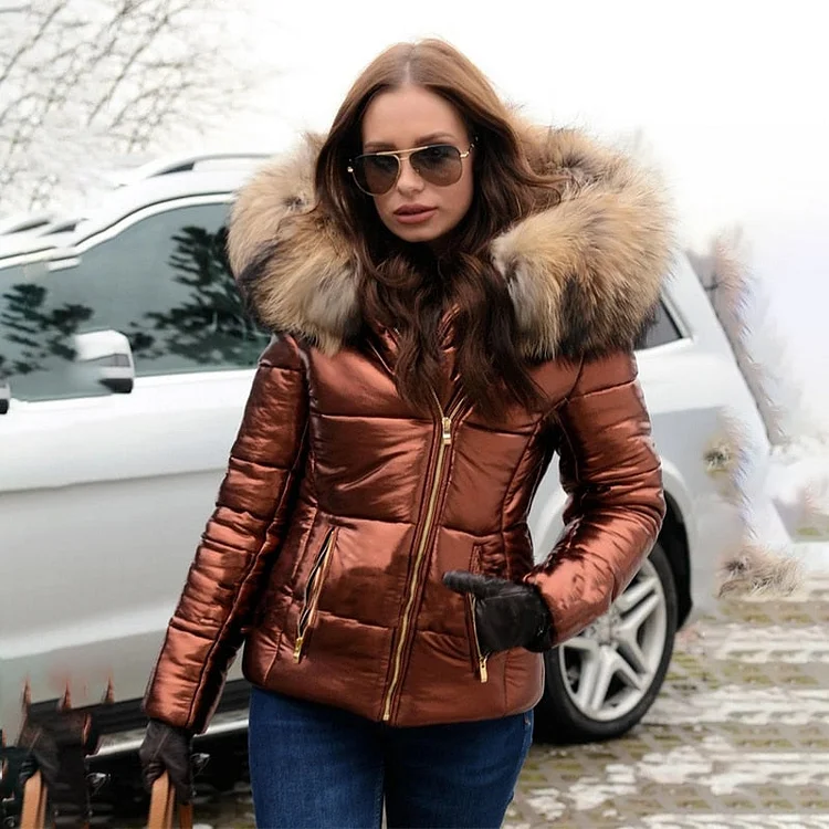 Fall Winter Thick Warm Fur Hooded Womens Parka Coats