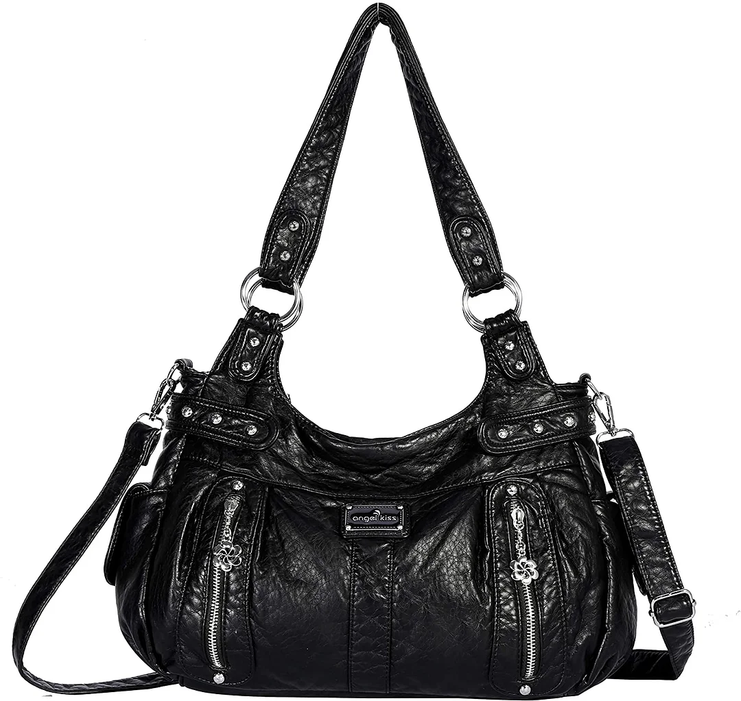 Feel Soft Lether Multiple Top Zipper Pockets Shoulder Bags Design Handbags Womens Purse
