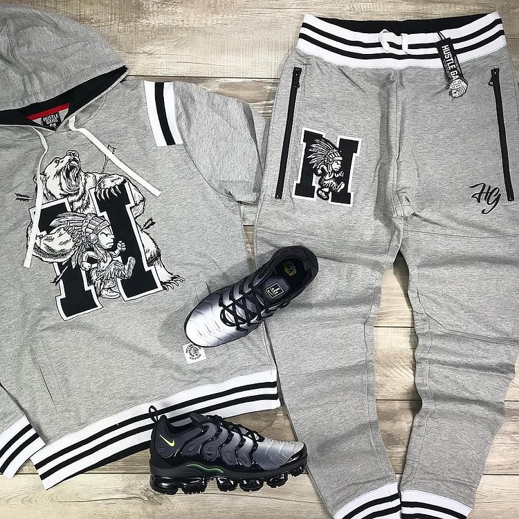 HUSTLE GANG fashion printed sports suit