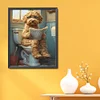 The Puppy Is Going To The Toilet. - 14CT Stamped Cross Stitch - 40*50cm - Dog