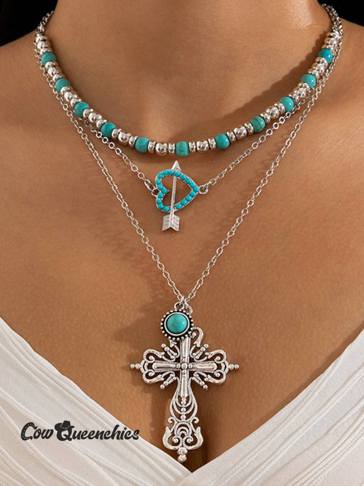 Western Cross Alloy Pendant Multicolor / OneSize