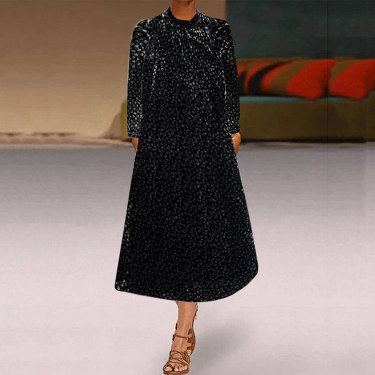 Loose Printed Velvet Dress