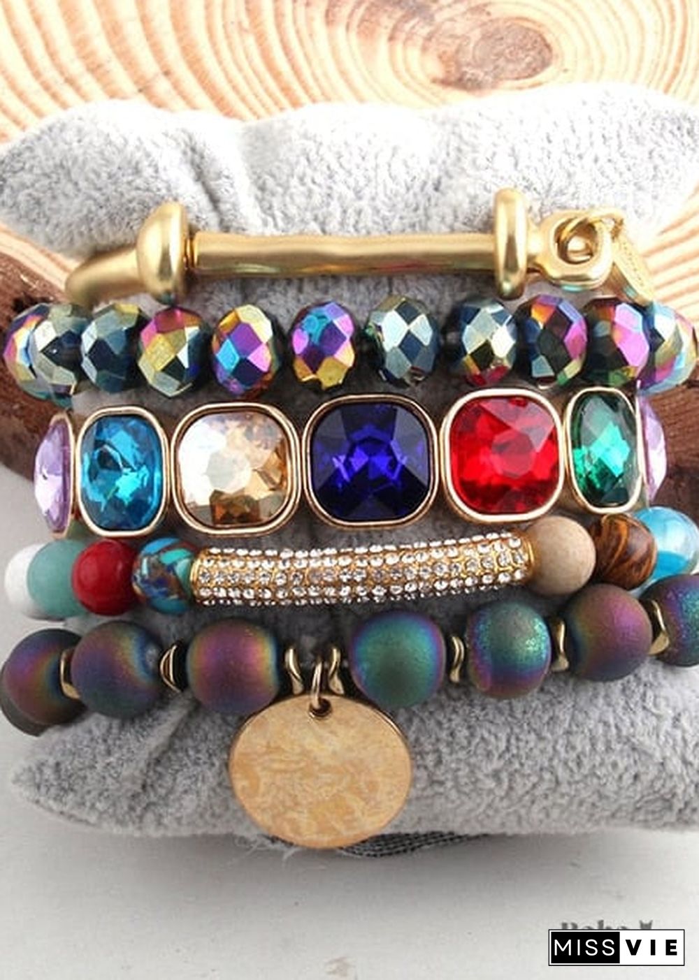 Boho Bracelet, RH Bracelet Set, Cubic Zircon Ball, Natural Stones Ball in Black and White