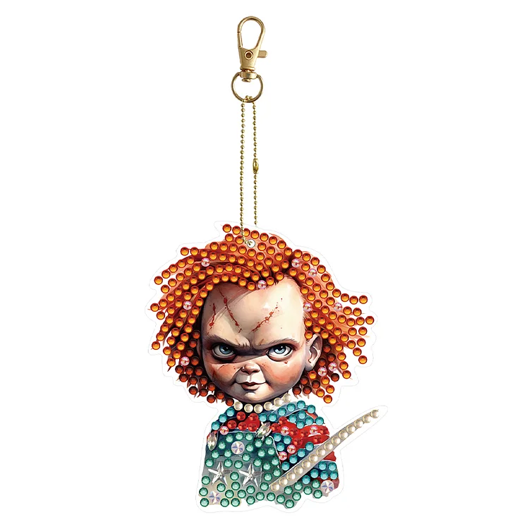 【Key-chain】Diamond Colorful Keychain 5PCS Clown Ornament Key Ring Double Sided DIY Keychain gbfke