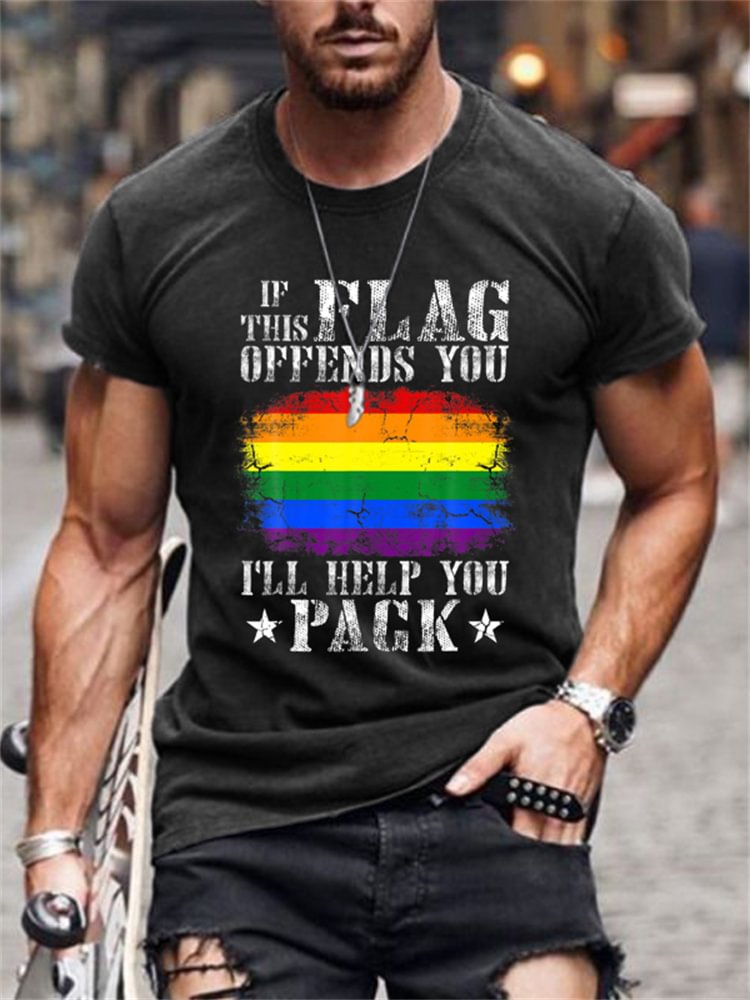 BrosWear If This Flag Offends You Rainbow Flag T Shirt