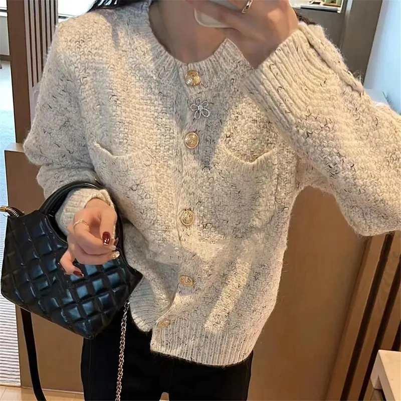 Churchf Churchf New Gentle Small Fragrant Wind Soft Waxy Knit Cardigan Female French Socialite Temperament Short Sweater Coat