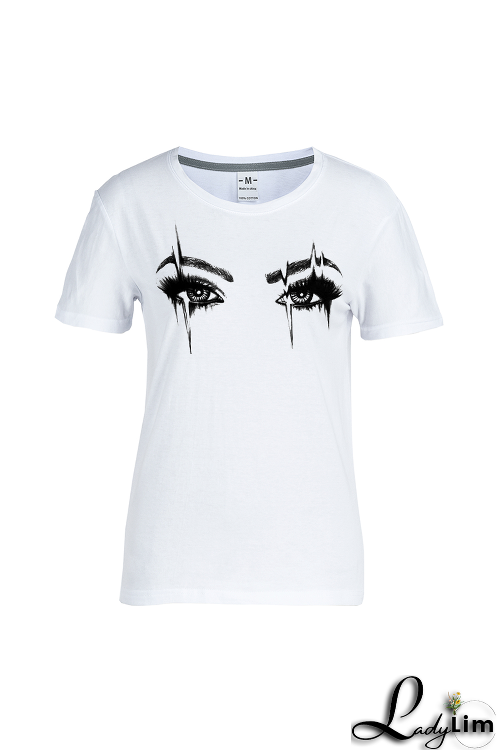 Orange Casual Daily Eyes Printed Patchwork O Neck T-Shirts