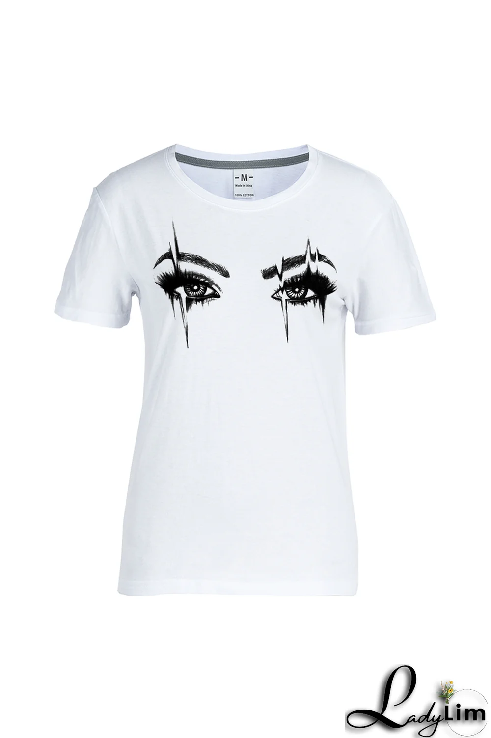 Orange Casual Daily Eyes Printed Patchwork O Neck T-Shirts