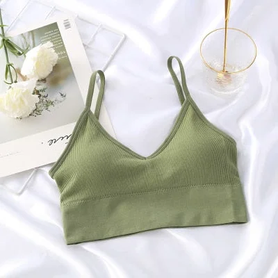 Women Tank Crop Top Bra Underwear Seamless Tube Top Back Hollow Lingerie Wire Free Intimates With Removable Padded 2019