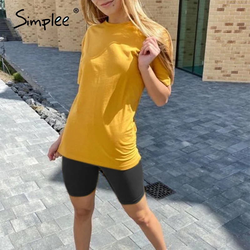 Simplee Casual Solid Outfits Women's Two Piece Suit with Belt Home Loose Sports Tracksuits Fashion Bicycle Summer Hot Suit 2020