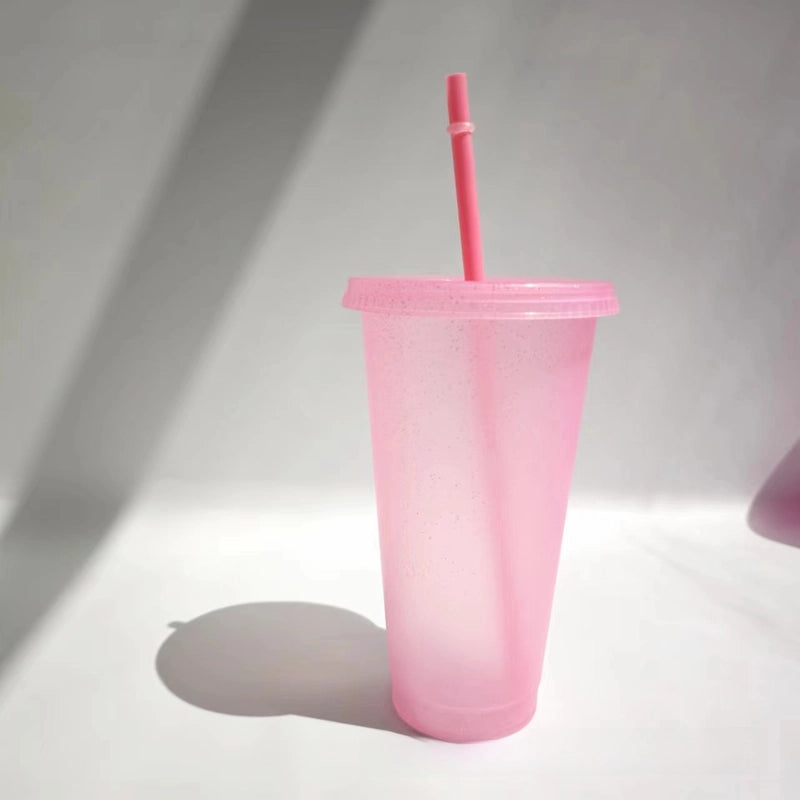 Factory Straight Out Of Cross-border Explosions Large Capacity 710ml Creative Pp Plastic 15 Color Glitter Sipper Cup Logo