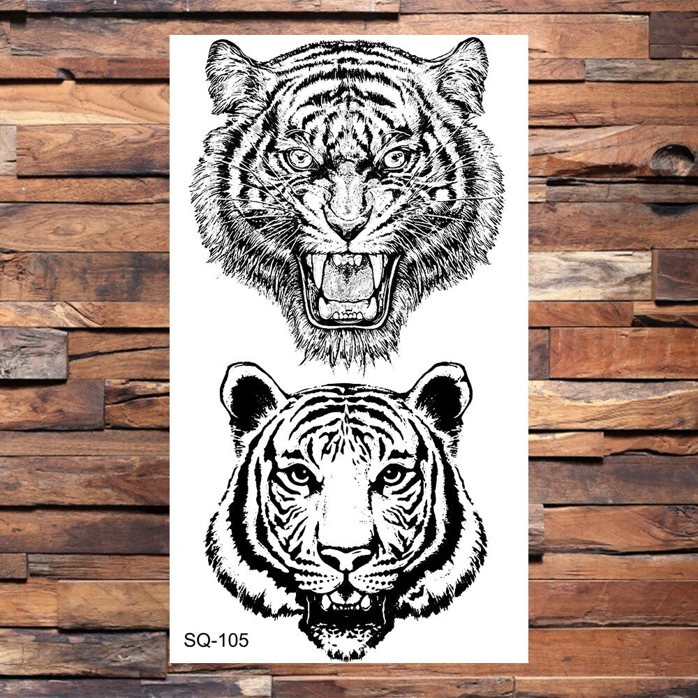 Skeleton Skull Temporary Tattoos For Women Adults Realistic Wolf Snake Rose Flower Feather Fake Tattoo Sticker Back Tatoos Body