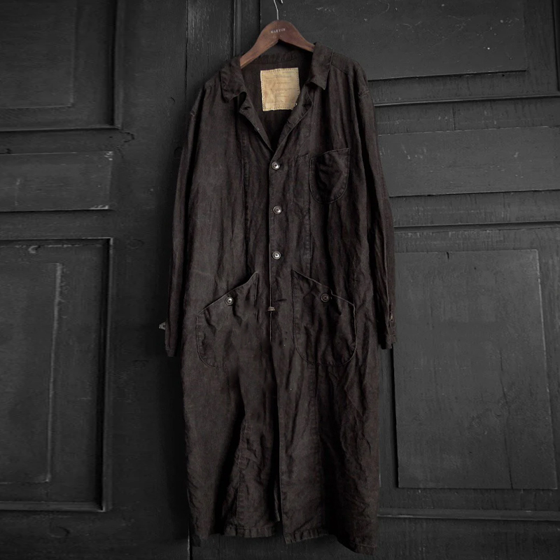 Men's Vintage Linen Lapel Single Breasted Coat