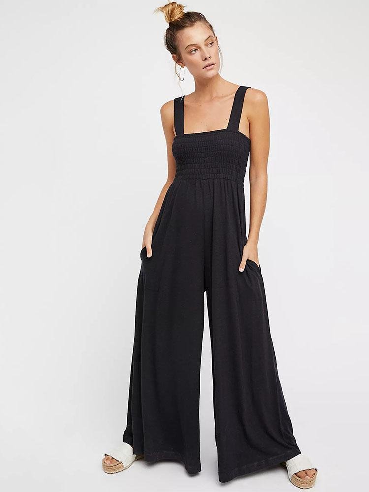 New Sleeveless Strapless Commuter Sexy Tank Top Jumpsuit Loose Wide Leg Pants