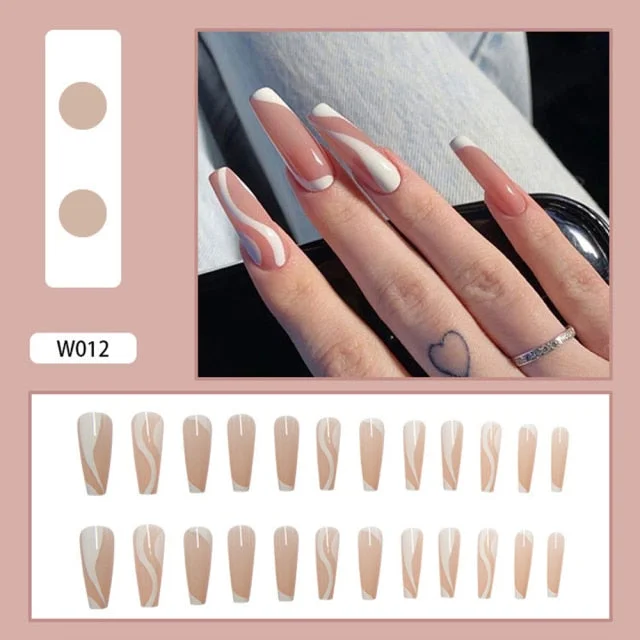 24pcs Detachable Full Cover With Glue Fake Nails BE007