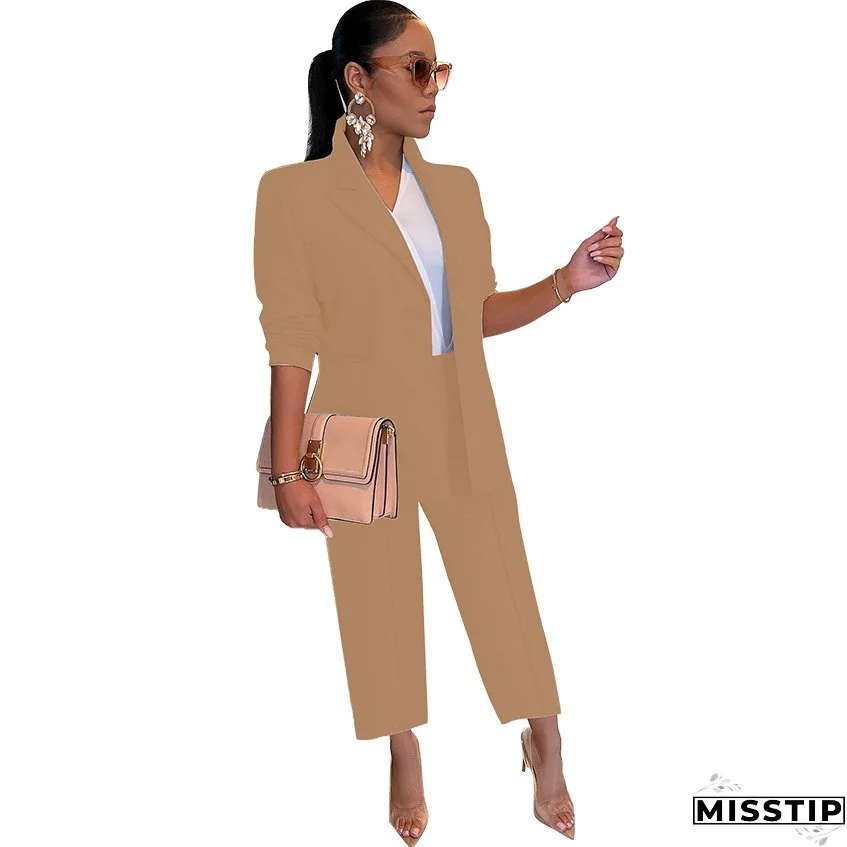 Fall Fashion Solid Color Women's Blazer Two Piece