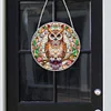 (Upgrade Size)DIY Diamond Painting Art Double Sided Effect Pendant Colorful Stained Glass Hanging Ornament Kit(Owl)