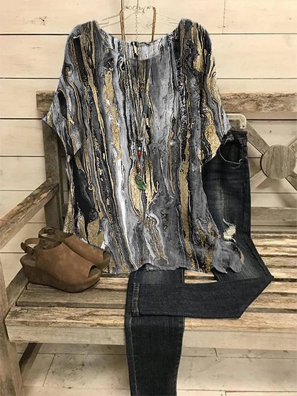 Retro Striped Printed Women's Top