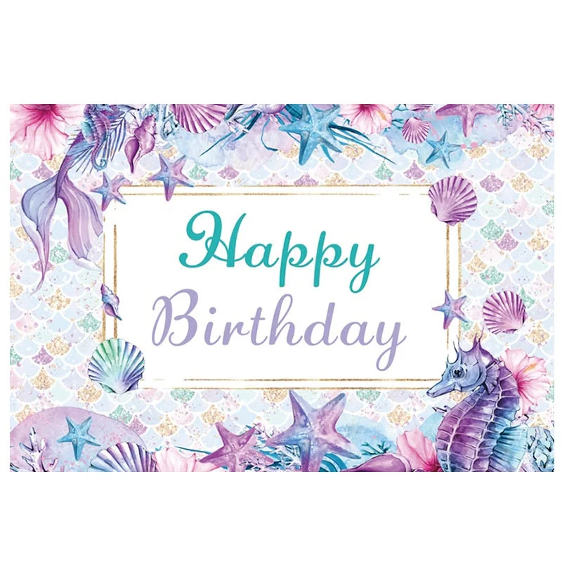 180x110cm Little Mermaid Party Backdrops Under the Sea Party Photography Background Kids Birthday Party Decorations Baby Shower