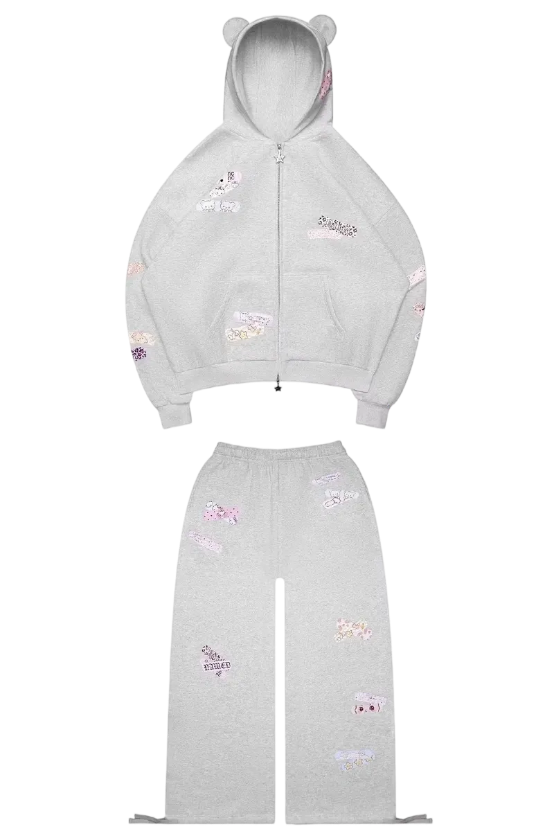 STITCH TEDDY SET WHITE MARL
