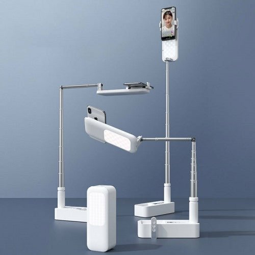 Portable Phone Holder Stand With Wireless Dimmable LED Selfie Fill Light - vzzhome