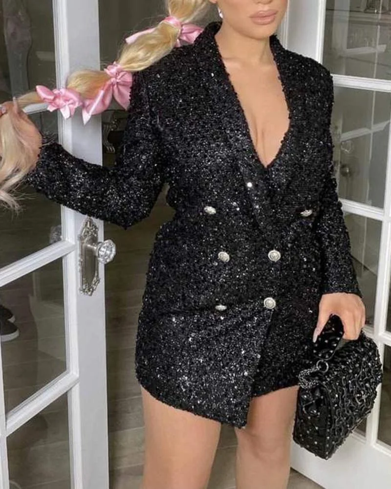 SEQUIN DOUBLE BREASTED JACKET