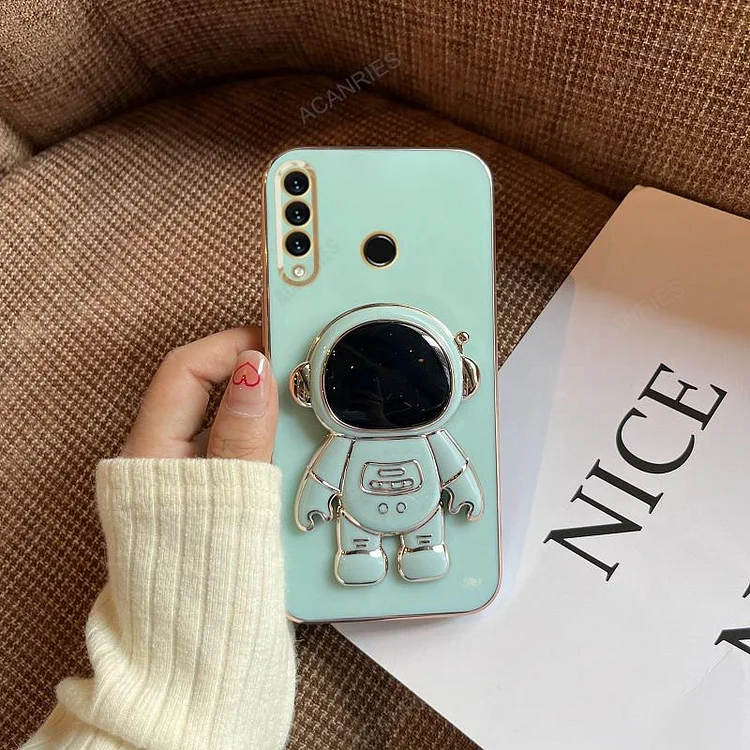 P30lite Astronaut Holder Luxury Plating Case For Huawei P30 Lite P20 P40 Pro P Smart Z Plus Silicone Stand Cover Honor 20s 10i