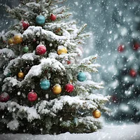Snow-covered Christmas Tree - Diamond Painting