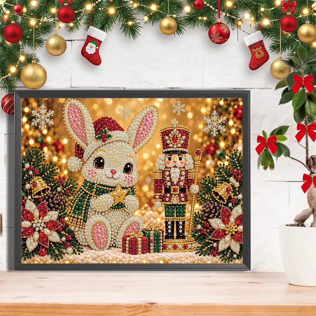 Pearl Painting Kit for Adults Christmas Rabbit 15.75x11.81in