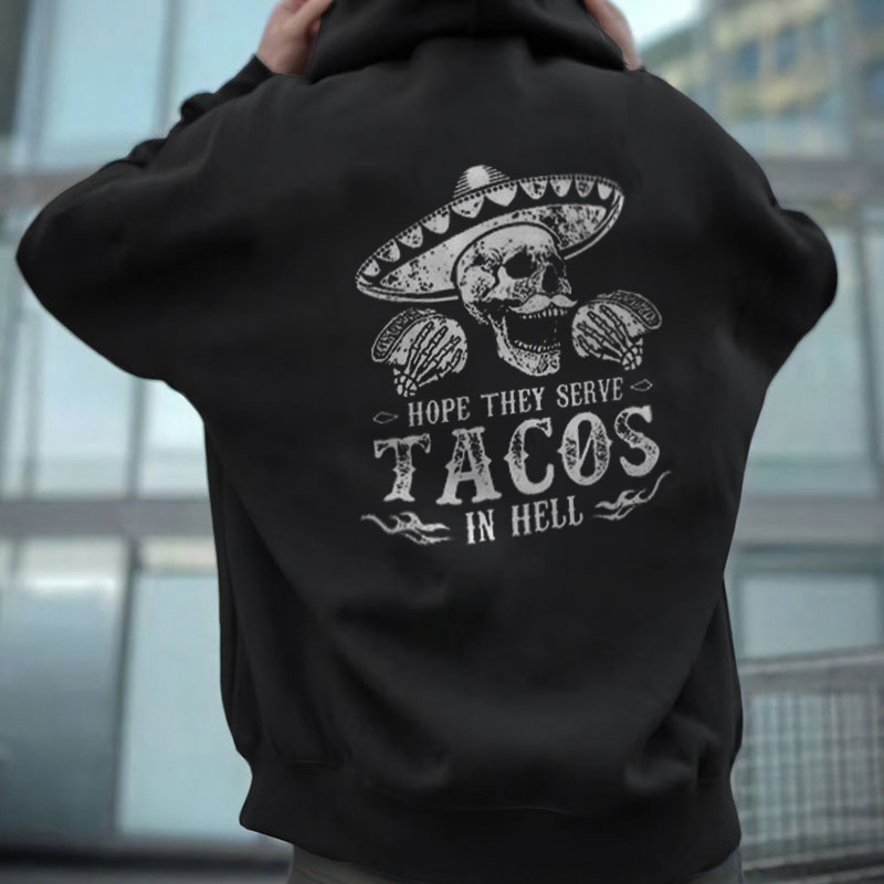HOPE THEY SERVE IN HELL Skull Black Print Hoodie