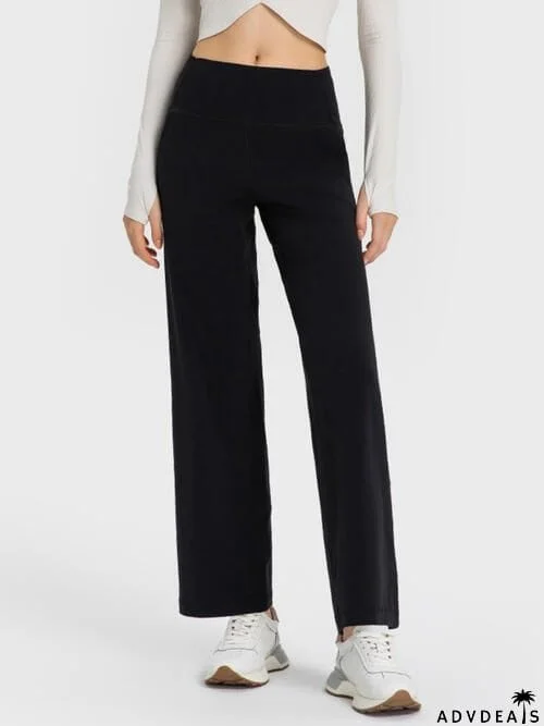 Wide Waistband Active Pants with Pockets