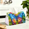 Blue Butterfly DIY PULeather Diamond Painting Tissue Box for Adults Beginners Decorative Diamond Art Paper Storage Holder for Living Room Bedroom Bathroom Table Decor