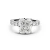 14K White Gold 5.5ct Radiant Cut Lab Diamond Engagement Ring with Hidden Halo and 2/3 Pave Band