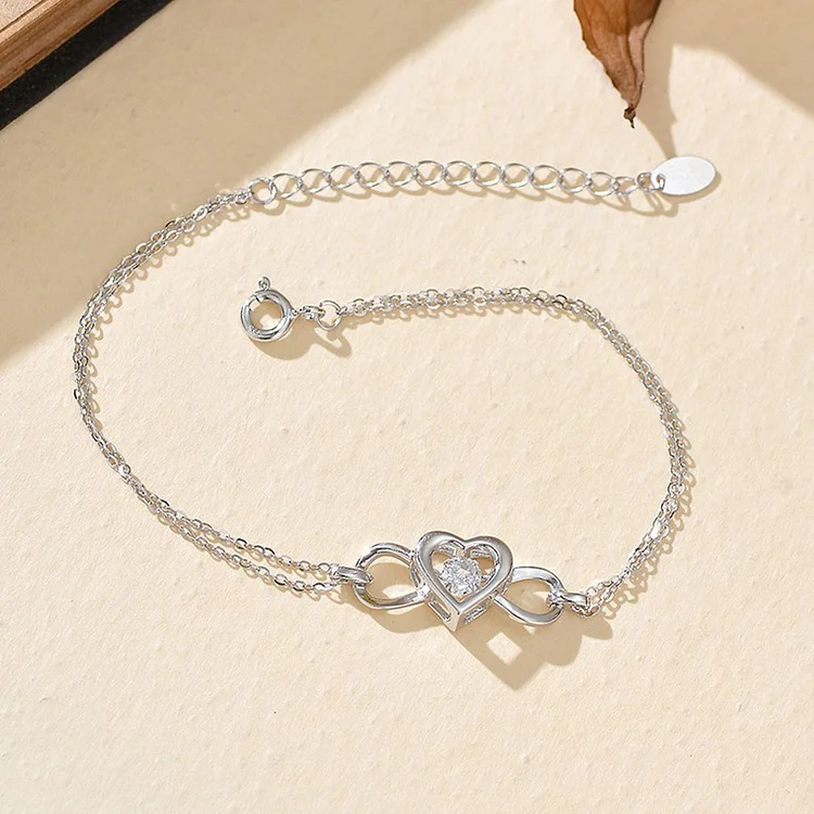 For Love - Infinity Heart Double Chains Bracelet