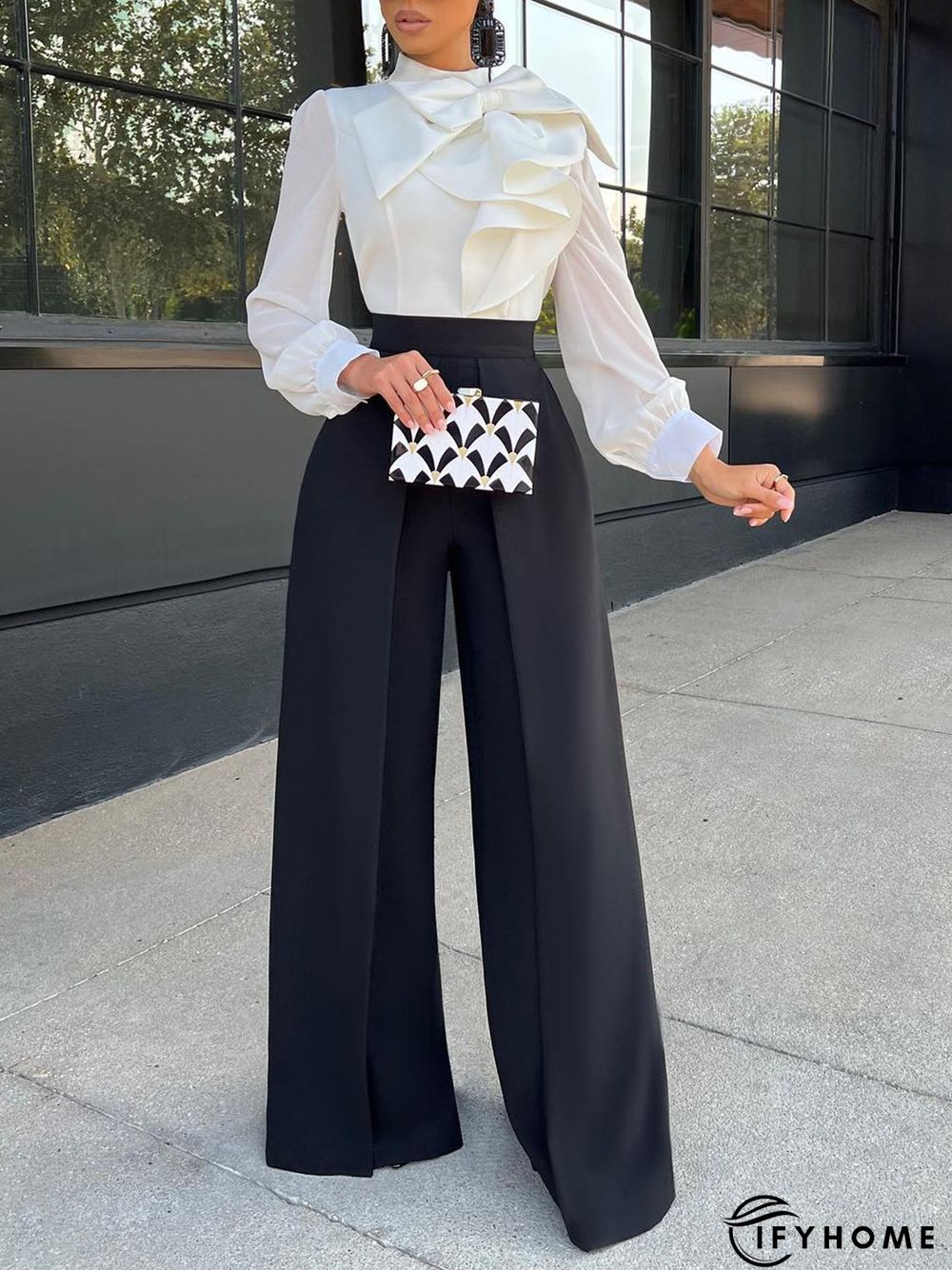 Elegant Plain Long Sleeve Regular Fit Blouse | IFYHOME