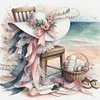 Beach Chair Flower Hat-11CT Stamped Cross Stitch 40*40cm/15.75*15.75in